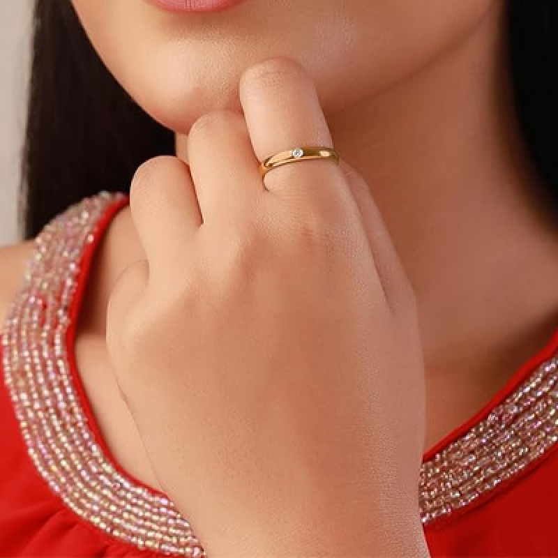 Yellow Chimes Exclusive Silver Plated Crystal studded with Cubic Zircon Ring